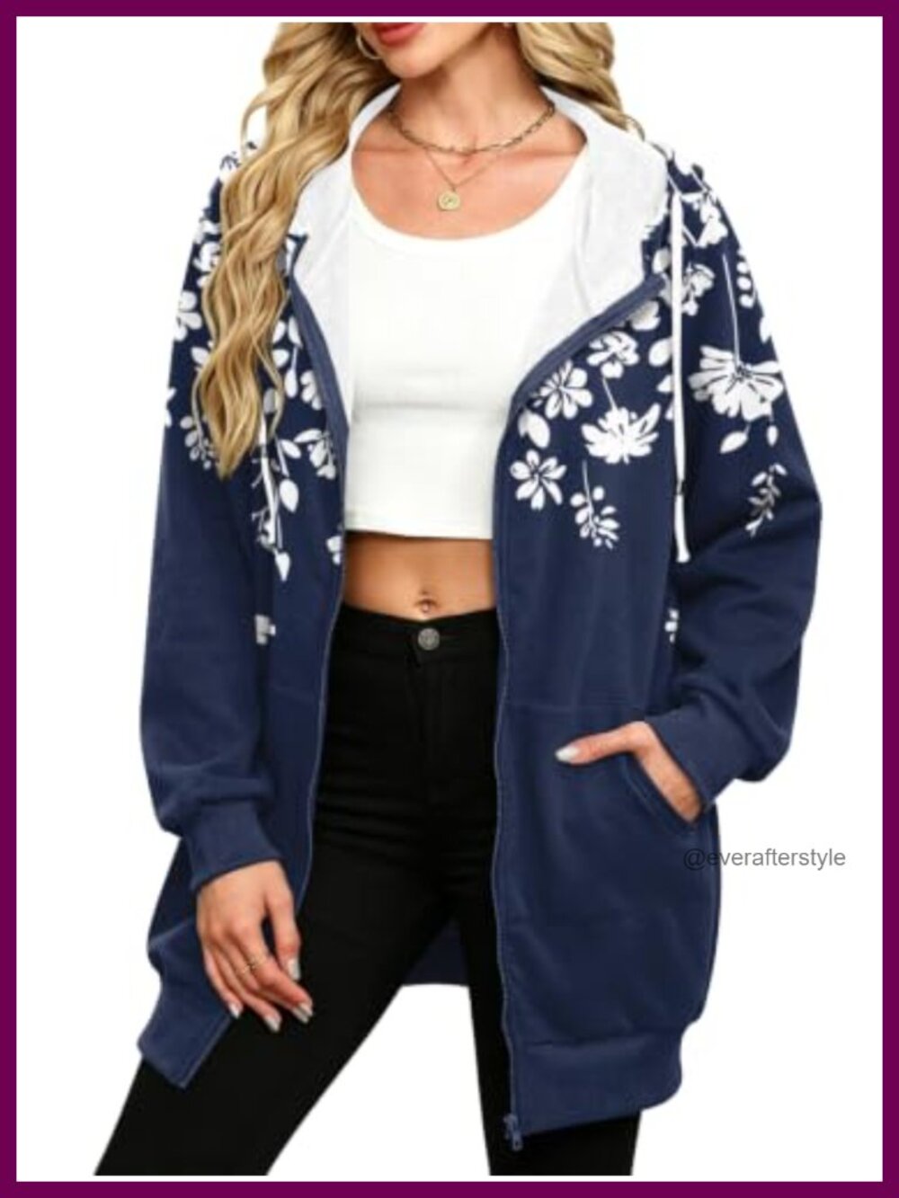 Women Zip Up Fleece Hoodie Tunic Sweatshirt Long Jacket Oversized